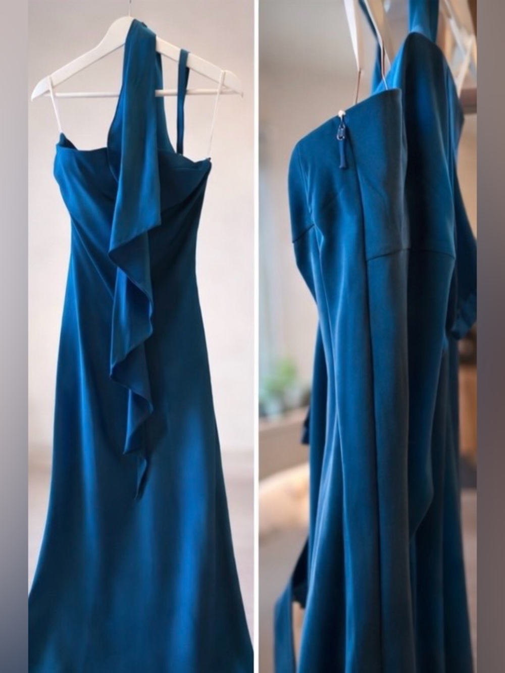 Elegant Teal One-Shoulder Column Gown NWT Size 10 | Formal Evening Dress - Picture 4 of 5